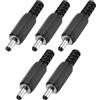 QUARKZMAN 5pci Adattatore Maschio Alimentazione DC 3.5mm x 1.1mm 1.69 Nero | Jack Plug Adattatore Connettore, per Sostituzione e Riparazione Cavo DC