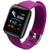 Ziyan Orologio intelligente multifunzione per uomini donne bambini messaggio promemoria musica controllo sport passo calorie D13 smartwatch sveglia 116Plus (viola)