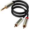 Wiffe Cavo adattatore stereo Hi-Fi da 3,5 mm a 2 maschi, 1,5 m