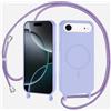 xinyunew Magnetica Cover con Cordino per iPhone 17 Air,[Compatibile con MagSafe], Cover in Silicone, Regolabile Cordino da Collo Nylon Catena Collana Tracolla,Viola
