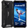 OUKITEL-Store OUKITEL WP32 Android 15 Rugged Smartphone, 6.0 HD+ 16GB(4+12) RAM + 256GB ROM/TF 1TB Telefono Indistruttibile, 6300mAh 20MP + 5MP Impermeabile IP68 Dual SIM 4G/NFC/OTG Nero