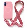 2NSPDRGNI Magnetica Cover con Collana Compatibile con iPhone 16,Case con Laccio per Il Collo Custodia con Cordino,Pink