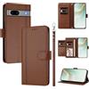 linsuyu Cover Compatible con Google Pixel 7a 【Design a portafoglio due scomparti per carte】 Custodia per cellulare Brown