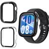 Holilo Cover Protettiva per Huawei Watch Fit 4 Custodia +Vetro Temperato | 2 Pezzi PC Custodia Protettiva Rigida AntiGraffio - Nero + Trasparente Case