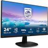 Philips 243V7QDSB Monitor 24 LED IPS FHD, 4 ms, 3 Side Frameless, Low Blue, Flicker Free, HDMI, VGA, Attacco VESA, Nero, 2021, NESSUN ALTOPARLANTE