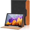 Oduio Custodia per Samsung Galaxy Tab S8 11'' 2022 / Galaxy Tab S7 11 2020 Pelle Tablet Case, Multi-Angli Supporto Pieghevole Cover Protettiva con Tasca, Auto Sveglia/Sonno - Nero