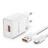 Mugust Caricatore USB 18W con Cavo USB Type-C 1,5M, Quick Charge 3.0 Presa USB Alimentatore USB Caricabatterie USB Spina Caricatore Rapido per Samsung S23/S22/S21/S20/S10/S9,Xiaomi Redmi Note 9/8 Mi 9