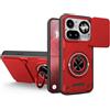LEHEHE Cover per Nothing Phone 4a Pro, Custodia con Copriobiettivo Scorrevole, Anello Magnetico Girevole a 360 Gradi con Funzione Stand Guscio Antiurto Rinforzato-Rosso