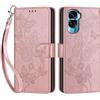 SIENIANLINE Cover per Honor 90 Lite / X50i 5G custodia portafoglio Oro Rosa | 3 scomparti carte, 1 tasca banconote, Chiusura magnetica, Supporto, Pelle PU flip cover per Honor 90 Lite