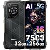 Blackview BL7000 Pro AI 5G Rugged Smartphone Android 16, 32GB + 256GB/2TB Telefono Indistruttibile, 6.78 FHD+ 120Hz, 7500mAh, 50MP + 32MP, Telefono Impermeabile IP68, NFC/GPS/OTG/FM/Nero