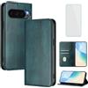 OUEAYIEN Cover per Google Pixel 10/10 Pro Custodia a Libro con Vetro Temperato Ver | Blocco RFID,Antiurto,Pelle Portafoglio Case,Porta Carte,Vintage Flip Custodia per Google Pixel 9 Pro 10Pro Pixel9