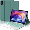 FOGARI Per Xiaomi Redmi Pad 2 2025 e Redmi Pad SE 2023 11 Pollici Cover Tastiera | Custodia Tastiera Bluetooth Rimovibile con Retroilluminazione 7 colori e Touchpad, Keyboard Wireless Portatile, Verde scuro