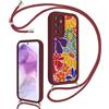 Vxinvnoi Cover Cordino per Samsung Galaxy A55 5G, Aesthetic Fiori Disegni Ragazze Custodia con Corda Collana Tracolla Laccio, Sottile Silicone Antiurto Protettiva Case per Samsung A55, Bordeaux 02