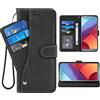 ELISORLI Compatibile con LG G6 Custodia a Portafoglio Cinturino da Polso Cordino in Pelle Flip Card Holder Stand Accessori Cellulare Copertura Del Telefono per LGG6 ThinQ LG6 Thin Q G 6 Plus G6+ 6G