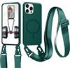 xinyunew Cover Compatibile con iPhone 11 Pro(5.8),Cover Magnetica[Compatibile con Magnetica],Bumper con Laccio,Regolabile Lanyard TPU Corda Silicone Case-Verde