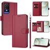 linsuyu Cover Compatible con TCL 505 / (T509K)(T5094 【Design a portafoglio due scomparti per carte】 Custodia per cellulare Red