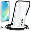 Vauki Cover con Cordino per Samsung Galaxy A16 5G,Custodia con Laccio Collana Tracolla Trasparente Silicone TPU+PC Bumper Back Antigraffio Proteggere Case Corda per Samsung A16 5G,Nero