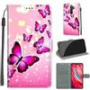 KENHONER Custodia per Xiaomi Redmi Note 8 Pro, Farfalla | Portafoglio Pelle PU, Magnetica, Resistente Agli Urti, Scomparto Carte Credito, Pieghevole, Flip Libro, Motivo