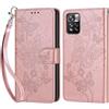 KENHONER Custodia per Xiaomi Redmi Note 11 Pro Plus 5G Cover, Oro rosa Farfalla | Portafoglio in Pelle PU Retro, Antiurto Flip, Slot per Schede, Funzione Stand, Chiusura Magnetica