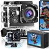 Retoo Action Cam HD, Fotocamera Sportiva, Subacquea, Impermeabile Videocamera, Grandangolare, Stabilizzatore d'immagine, Batterie 400 mAh, 1080p, Nero