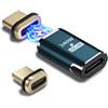 IVIVTOR Adattatore magnetico USB C, 240 W, USB-C 24 pin, connettore magnetico di tipo C, 80 Gbps, ricarica rapida e trasferimento dati per laptop, tablet, telefoni cellulari, smartphone, colore stagno