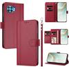 linsuyu Cover Compatible con Oppo A93 4G CPH2121 / F17 Pro 4G / Reno4 Lite / Reno4 F 【Design a portafoglio due scomparti per carte】 Custodia per cellulare Red