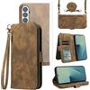 Asuwish Custodia per telefono per Samsung Galaxy Z Fold 7 Custodia a portafoglio con cordino a tracolla Flip Zipper Supporto mobile Porta carte di credito Slot Accessori ZFold7 ZFold Z7 G Fold7 7Z