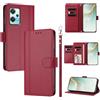 linsuyu Cover Compatible con OnePlus Nord CE 2 Lite/Nord 2 Lite,Compatible con Realme 9 5G / 9 Pro / Q5 / V25 5G 【Design a portafoglio due scomparti per carte】 Custodia per cellulare Red