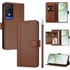 linsuyu Cover Compatible con TCL 505 / (T509K)(T5094 【Design a portafoglio due scomparti per carte】 Custodia per cellulare Brown