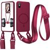 xinyunew Cover Compatibile con iPhone XS Max(6.5),Cover Magnetica[Compatibile con Magnetica],Bumper con Laccio,Regolabile Lanyard TPU Corda Silicone Case-Rosso