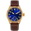 SAN MARTIN NC Orologio da uomo San Martin Bronze Pilot Orologio da uomo meccanico manuale in vetro zaffiro luminoso con fondello trasparente