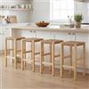chairus Set di 4 Sgabelli Cucina Sgabelli da Bar in Rattan, Legno Naturale | Sgabelli Alti in Legno Sedie da Bar Sgabelli Rustiche per Cucina Penisola/Ristorante