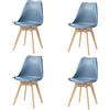 GrandCA HOME Set di 4 Sedie Imbottite per Sala da Pranzo Con Gambe in Legno Massello di Faggio, Adatte per Sala da Pranzo, Soggiorno, Cucina, Camera da Letto, Blu navy