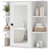 LIFEZEAL Specchio Bagno Contenitore, Mobile Bagno con Specchio con 6 Ripiani Aperti e 3 Chiusi, 1 Anta, Mobiletto Pensile Salvaspazio da Letto, per Soggiorno e Camera, 66 x 16,5 x 63 cm (Bianco)
