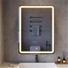 mojiasion 1 Anta Specchio Bagno Contenitore con LED, Touch-Sensore, 3 Colori Luce (3000-6400K), Dimmerabile, Stazione di Ricarica (2xUSB+2xPrese) - Specchiera Bagno, Mobile Bagno Specchio con Luce
