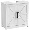 HOMCOM Mobiletto con lavabo a colonna, 2 porte stile fienile, Bianco