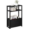IBUYKE Tavolino Sottile con Cestino in Tessuto,Nero TMZ009B | 3 Ripiani Tavolino Piccolo Per Piccoli Spaz,18 x 43 x 65 cm,Comodino per Soggiorno Camera Balcone Cucina