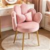 LEADZM Poltrona, poltroncina camera da letto Sedia da toeletta, Poltrona Relax Schienale a forma di petalo Velluto Rosa