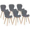 IDMarket - Set di 6 sedie da pranzo ROBINE in tessuto grigio scuro