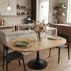 HIYYIH Tavolo da pranzo allungabile con 1 piano aggiuntivo, colore | Tavolo da pranzo allungabile, moderno e semplice, colore rovere + nero, ovale, in legno, rotondo, 1 piano aggiuntivo