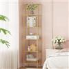 Hzuaneri Libreria Libreria, Vetro Temperato Arcuato Libreria | Scaffale sottile per camera da letto, bagno, casa, ufficio, struttura in acciaio, 5 ripiani, oro BC20599G