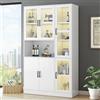 Generic Armadio bianco vetrina libreria con ante mensole per libri, grande credenza da cucina, armadietto di lusso con luce a LED, vetrina con ripiani per soggiorno, camera da letto