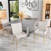 BNUZ Set di 4 sedie da pranzo in velluto, con supporto lombare, lussuose gambe di supporto in metallo dorato, beige e oro, per soggiorno, camera da letto, salotto