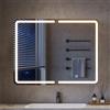 mojiasion 2 Ante Specchio Bagno Contenitore con LED, 80×60 cm, Touch, 3 Colori Luce Dimmerabili, Stazione Ricarica (2 USB + 2 Prese) - Mobile Bagno Specchio con Luce e Contenitore