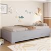 VIVCA Divano letto estraibile in legno 90/180x190 cm senza braccioli e schienale, due cassetti, letto per gli ospiti multifunzione con rete a doghe, grigio
