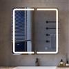 mojiasion 2 Ante Specchio Bagno Contenitore con LED, 60×60 cm, Touch, 3 Colori Luce Dimmerabili, Stazione Ricarica (2 USB + 2 Prese) - Mobile Bagno Specchio con Luce e Contenitore