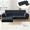 Kuczn Divano angolare moderno a forma di L, con funzione letto, schienale regolabile, con tasche laterali e cuscino, adatto per soggiorno, camera da letto, home theater, camera degli ospiti, nero