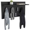 CDF Appendiabiti a Parete con Mensola Pannello Guardaroba da Muro con 7 Ganci per Ingresso Corridoio Ufficio Design Moderno Salvaspazio 70 x 20 x 40 cm - Nero