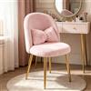 LEADZM Poltrona, poltroncina camera da letto Sedia da toeletta, Poltrona Relax Schienale curvo finta pelliccia simil-coniglio Rosa