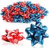 com-four® 100x Fiocchi Colori: Fiocchi Decorativi autoadesivi con Motivi per Natale e Compleanni (100 Pezzi - Fiocco - Rosso + Blu)